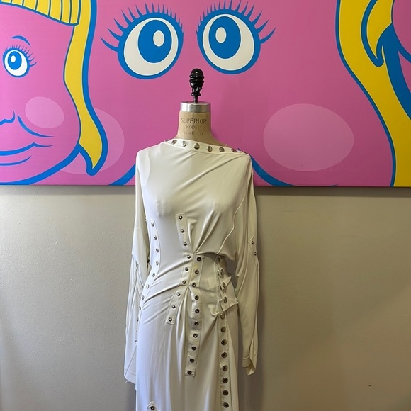 Dolce & Gabbana Vintage White Jersey Snaps Dress Y2K